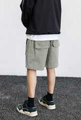 Green Front Zip Cargo Shorts