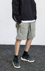 Green Front Zip Cargo Shorts