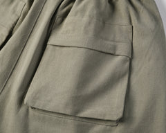 Green Front Zip Cargo Shorts