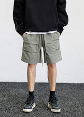 Green Front Zip Cargo Shorts