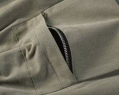 Green Front Zip Cargo Shorts