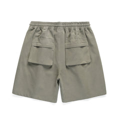 Green Front Zip Cargo Shorts