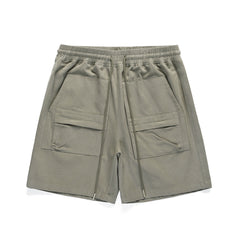 Green Front Zip Cargo Shorts