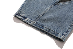 Blue Vintage Wash Star Panel Denim Shorts