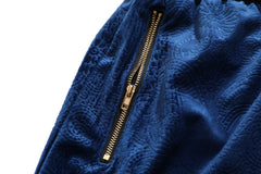 Blue Paisley Print Zip Pocket Knit Shorts
