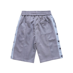 Grey Micro Suede Star Side Stripe Shorts