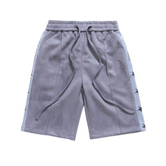 Grey Micro Suede Star Side Stripe Shorts