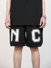 Black Front NC Print Waffle Knit Shorts