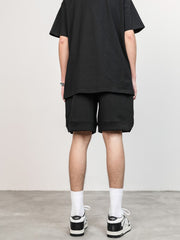 Black Front NC Print Waffle Knit Shorts