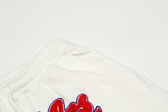 White Diablos Towel Patch Knit Shorts