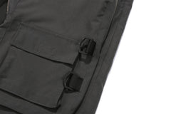 Dark Grey Buckle Zip & Flap Multi-Pocket Shorts