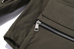 Brown Dual Pocket Zip Cargo Twill Shorts