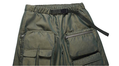 Army Green Zip & Flap Multi-Pocket Shorts