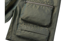 Army Green Zip & Flap Multi-Pocket Shorts