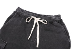 Black Vintage Wash Distressed Cargo Shorts