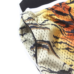 Tiger Print Mesh Drawstring Shorts