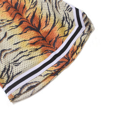 Tiger Print Mesh Drawstring Shorts