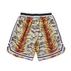 Tiger Print Mesh Drawstring Shorts