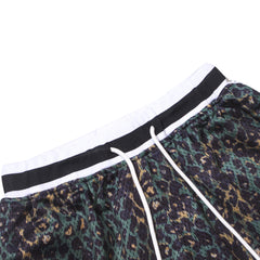 Leopard Print Mesh Drawstring Shorts