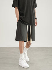 Grey Oversized Drawstring Knit Shorts
