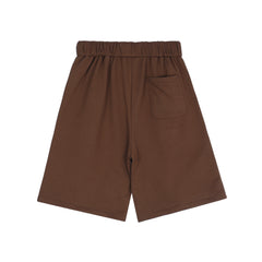 Brown Oversized Drawstring Knit Shorts