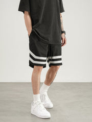 Black Dual Stripe Nylon Basketball Shorts