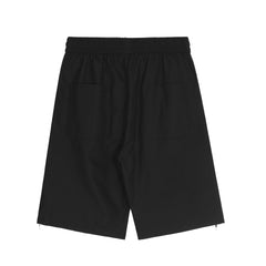Black Dual Side Zip Twill Shorts