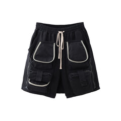 Black Velcro & Zip Detachable Multi-Pocket Tech Shorts