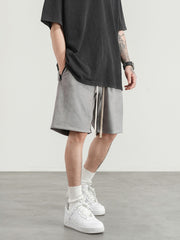 Grey Micro-Suede Zip Pocket Shorts