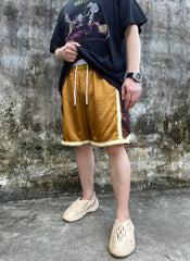 Gold Leopard Satin Basketball Shorts