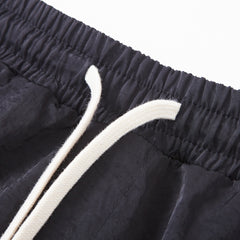 Black Adjustable Pocket Nylon Shorts