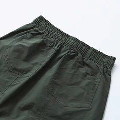 Green Dual Contrast Panel Nylon Drop Crotch Shorts
