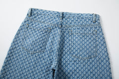Blue Distressed Pinpoint Denim Shorts