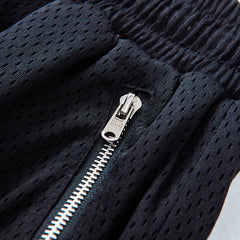 Black Multi-Color Zip & Flap Pocket Mesh Basketball Shorts