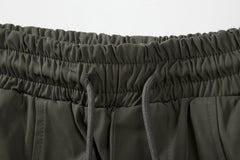 Grey Curved Zip Nylon Shorts
