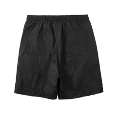 Black Curved Zip Nylon Shorts