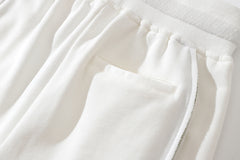 White French Terry Curved Piped Shorts