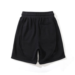 Black French Terry Curved Piped Shorts