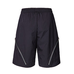 Black & Green Dual Layer Zip Nylon Shorts