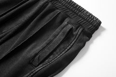 Black Vintage Wash Side Zip Knit Shorts