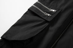 Black Dual Zip & Snap Multi-Pocket Tech Shorts