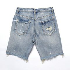 Light Blue Vintage Wash Ripped & Distressed Denim Shorts