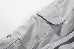 Light Grey Side Zip & Snap Cargo Pants
