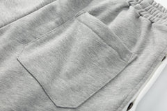 Light Grey Triple Stripe Tear-Away Knit Shorts