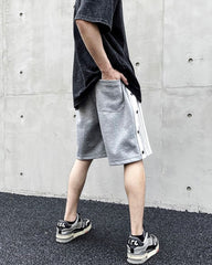 Light Grey Triple Stripe Tear-Away Knit Shorts