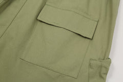 Lime Green 3D Zip Pocket Twill Shorts