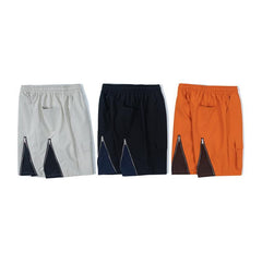 Orange Rear Leg Zip Front Cargo Shorts
