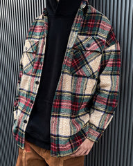 Red & Green Plaid Flannel Overshirt