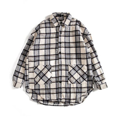 White & Light Blue Plaid Flannel Overshirt