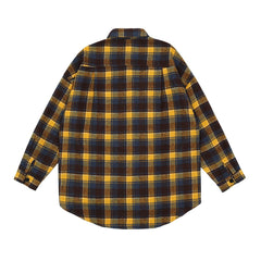 Yellow & Navy Flap Pocket Flannel Button-Up Shirt